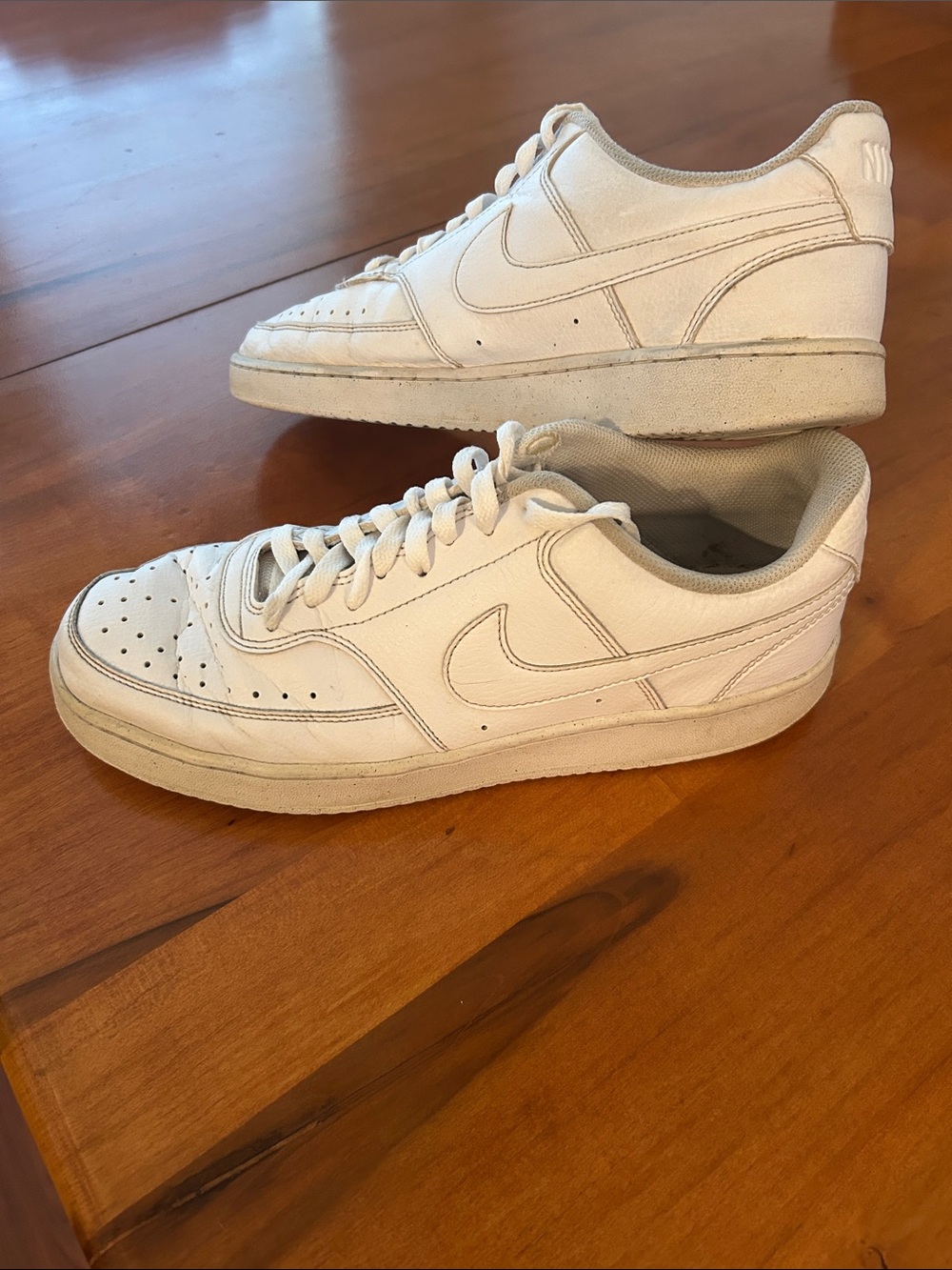Nike Men’s White Leather Court Vision Low-Top Sneakers Size 10.5